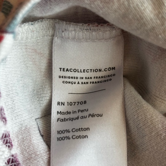 Tea Collection Red and White100% Cotton  Kids Pajama Set Sz 5 - Picture 3 of 4